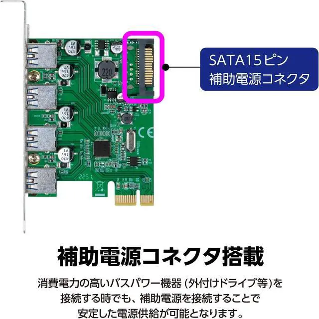 Alt view image 6 of 7 - Century Port & TIE USB 5Gbps x 4 Ports Expansion PCI Express x1 Connection Interface Card CIF-USB5G4P_FP