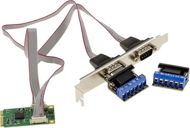 Main image of KALEA-INFORMATIQUE Mini PCIe 2 Port RS422 RS485 DB9 Serial Card with EXAR XR17V352 Chipset Supplied with Adapters for Wire to Wire Mount.