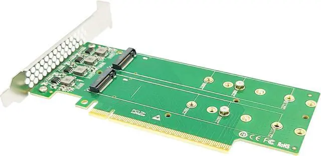 Alt view image 5 of 5 - PCIe 5.0 x16 to 4-Port M.2 NVMe SSD Adapter Card XIC PE5162