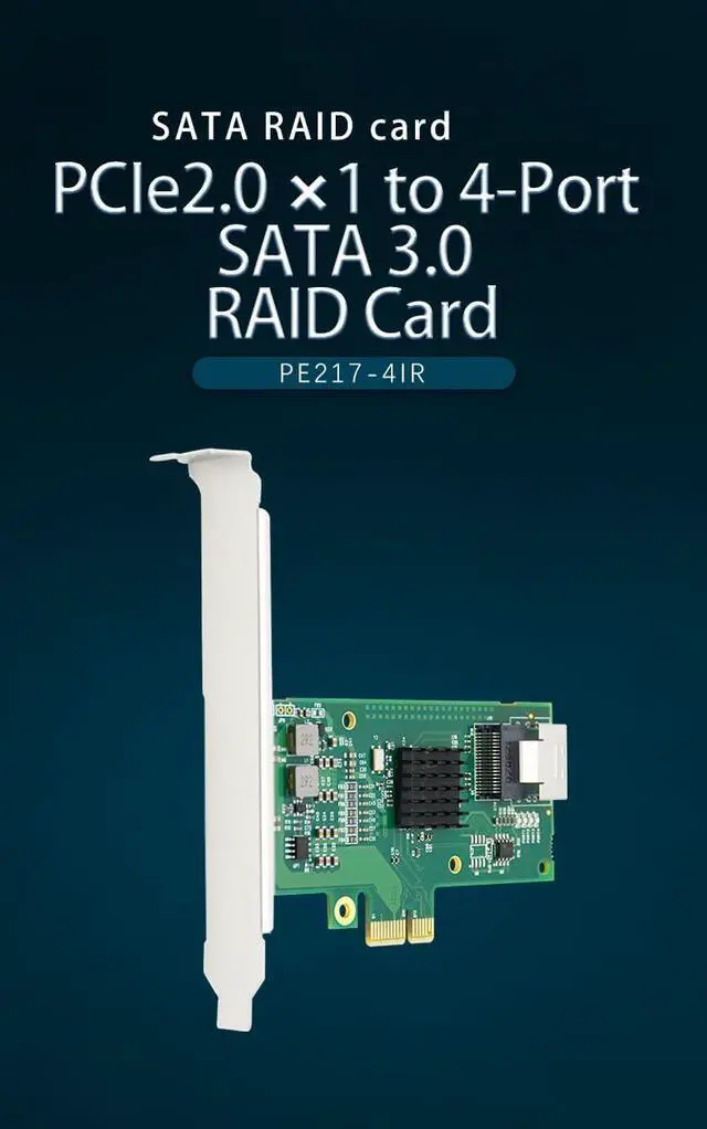 Alt view image 5 of 7 - PCIe SATA RAID Controller Card, 4-Port 6Gb/s, Marvell 88SE9230, RAID 0/1 Support