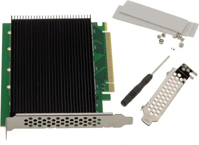 Alt view image 3 of 7 - KALEA-INFORMATIQUE PCIe Gen 5.0 x16 Controller Card for 4 M.2 NVMe M Key SSD with PI6CB33402 PCIe5 64GB/s Chipset