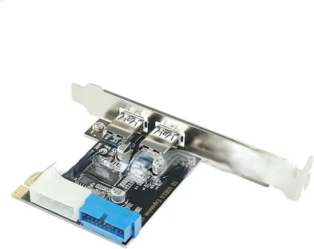 Alt view image 2 of 6 - USB3 PCI Express Adapter E to USB 3.0 20pin Converter Controller PCIe X1 2 Ports PCI-e Expansion Card