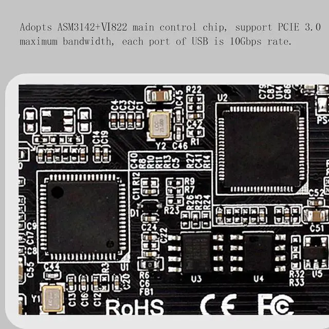 Alt view image 2 of 7 - PCIe Type C Card PCIE to USB3.2 GEN2 Card Internal Converter PCI Express Expansion Card for Desktop PC Card PCIe to Type C Expansion Card for Desktop PC Support Window and Mac