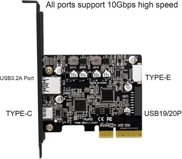 Alt view image 7 of 7 - PCIe Type C Card PCIE to USB3.2 GEN2 Card Internal Converter PCI Express Expansion Card for Desktop PC Card PCIe to Type C Expansion Card for Desktop PC Support Window and Mac