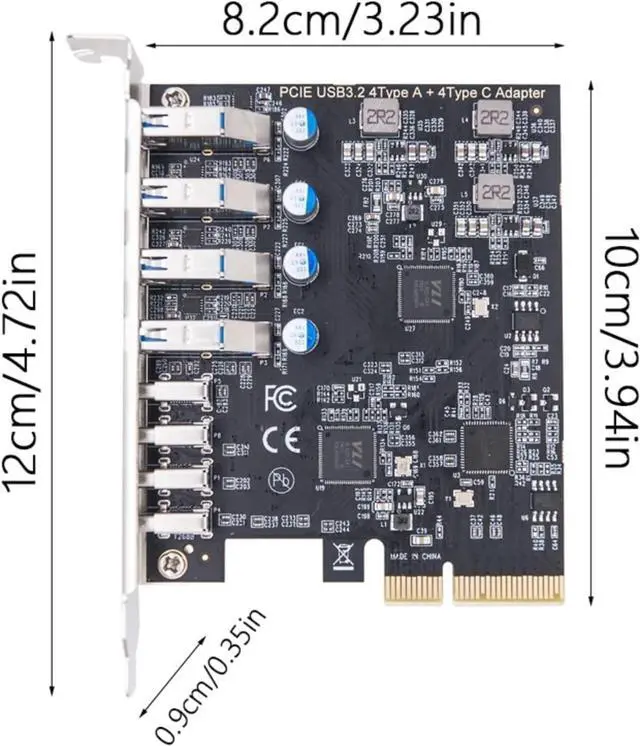 Alt view image 5 of 7 - PCIe USB 3.2 Card ASM1142 Internal Expansion Controller 4 C Port 3.2 Adapter PCIE for Desktop PCIe Expansion Card