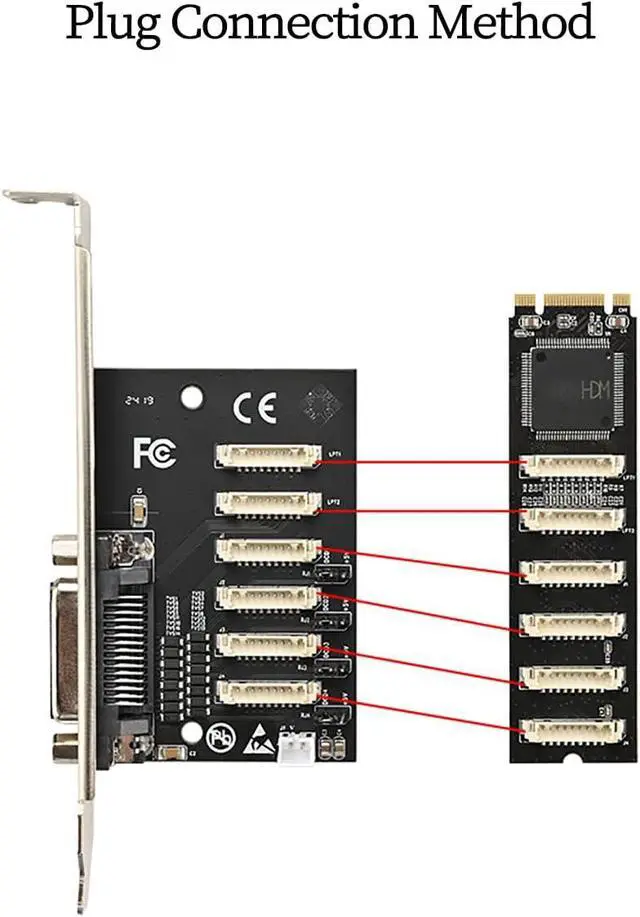 Alt view image 3 of 7 - M.2 (B+M Key) to 4-Port RS232 Serial Card + 1 Parallel Port Expansion Card, WCH384 Chip Industrial Controller Adapter PCIe M.2 to DB9 RS232 and DB25 Parallel Interface