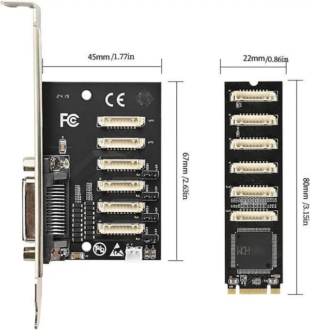 Alt view image 4 of 7 - M.2 (B+M Key) to 4-Port RS232 Serial Card + 1 Parallel Port Expansion Card, WCH384 Chip Industrial Controller Adapter PCIe M.2 to DB9 RS232 and DB25 Parallel Interface