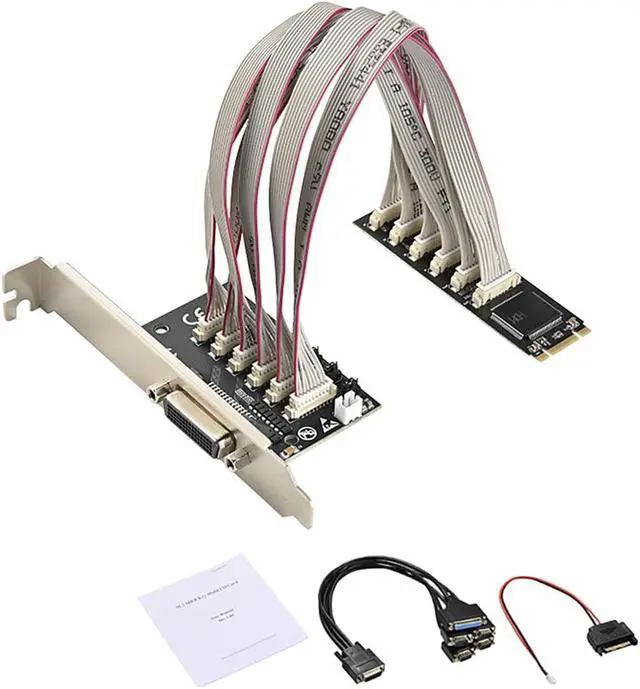 Alt view image 7 of 7 - M.2 (B+M Key) to 4-Port RS232 Serial Card + 1 Parallel Port Expansion Card, WCH384 Chip Industrial Controller Adapter PCIe M.2 to DB9 RS232 and DB25 Parallel Interface