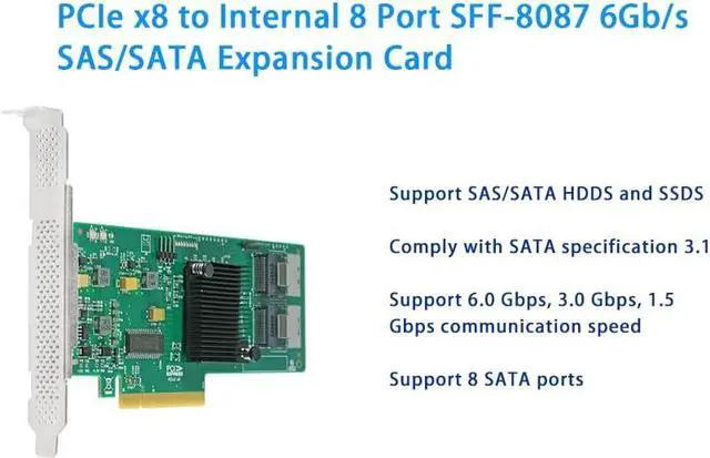 Alt view image 5 of 6 - PCIe x8 SAS/SATA RAID Controller Card, 8-Port 6Gb/s, RAID 0/1/1E/10 Support, UEFI Compatible
