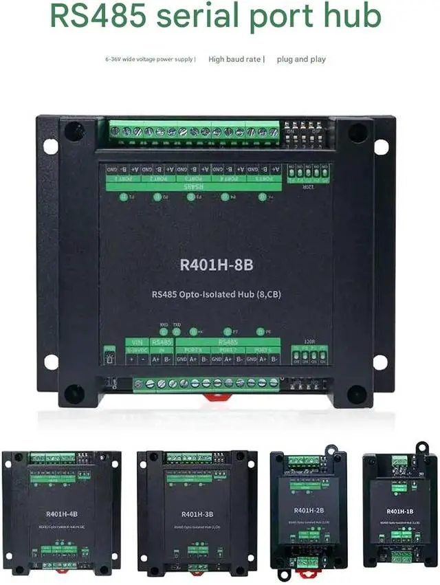 Alt view image 6 of 7 - Mjaie RS485 Optically Isolated Hub Multiple Port Half Duplex Secure Data Exchange Half Duplex