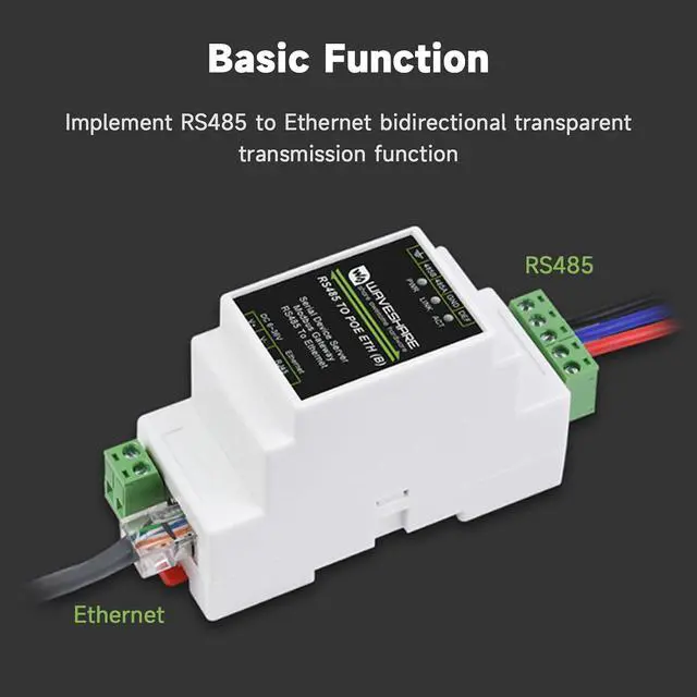Alt view image 5 of 7 - Industrial Grade RS485 to RJ45 Ethernet Module Multi-Host to Serial Port Server Supports Modbus Gateway PoE network port module
