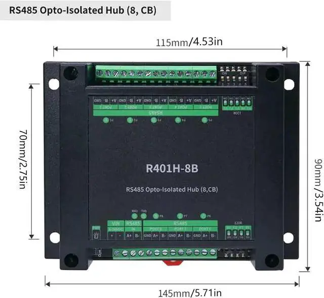 Alt view image 5 of 7 - Mjaie RS485 Optically Isolated Hub Multiple Port Half Duplex Secure Data Exchange Half Duplex
