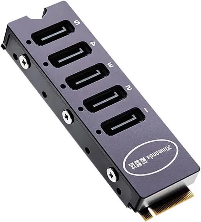 Main image of M.2 NVMe M Key to 5-Port SATA3.0 Adapter Card 6Gbps PCIe to Serial Expansion Card with 5pcs SATA Cable