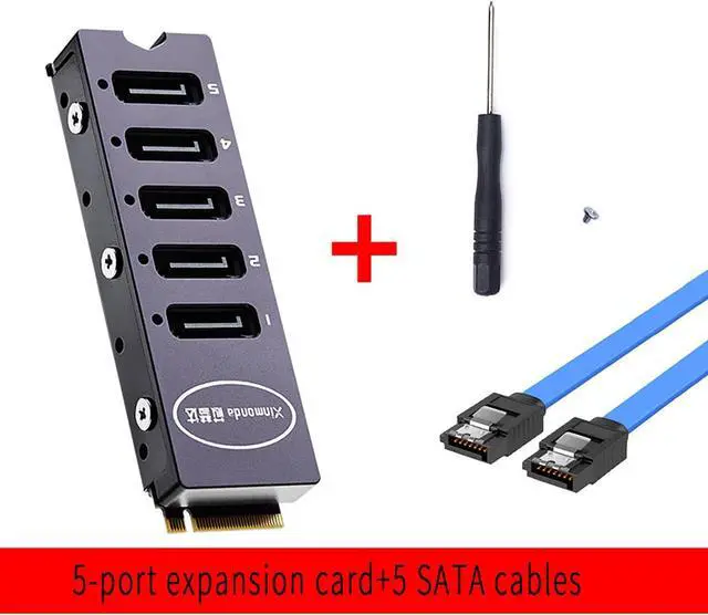 Alt view image 7 of 7 - M.2 NVMe M Key to 5-Port SATA3.0 Adapter Card 6Gbps PCIe to Serial Expansion Card with 5pcs SATA Cable