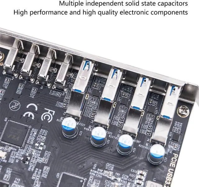 Alt view image 3 of 7 - PCIe to 4 USB 3.2 and 4 Type C Port Expansion Adapter Card 20Gbps Fast Transfer