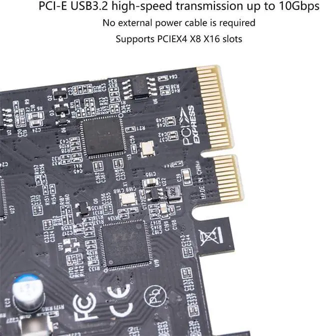 Alt view image 6 of 7 - PCIe to 4 USB 3.2 and 4 Type C Port Expansion Adapter Card 20Gbps Fast Transfer