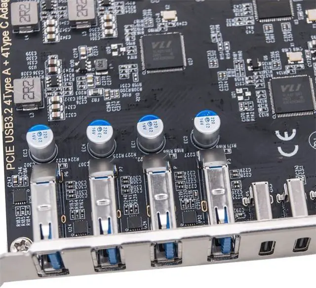 Alt view image 7 of 7 - PCIe to 4 USB 3.2 and 4 Type C Port Expansion Adapter Card 20Gbps Fast Transfer