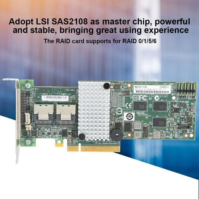 Alt view image 4 of 7 - RAID Controller Card for LSI 9264 8i M8103, PCIE RAID Card with 6GBps Speed, 256MB Cache, Supports RAID0 1 5 6, 8X SATA SAS Ports, 2X Mini SAS Connectors for Server Storage Upgrade