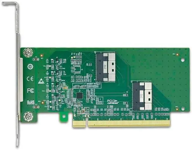Main image of DACNEL PCIe 4.0 x16 to Dual SFF-8654 8i Adapter Card, 2-Port SlimSAS, NVMe SSD Compatible
