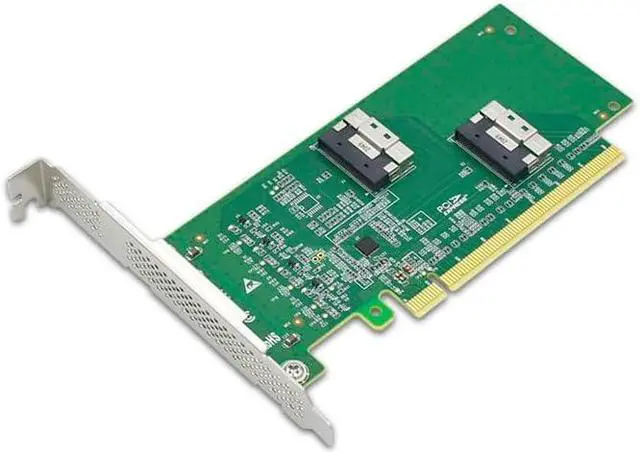 Alt view image 3 of 7 - DACNEL PCIe 4.0 x16 to Dual SFF-8654 8i Adapter Card, 2-Port SlimSAS, NVMe SSD Compatible