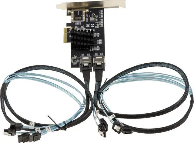 Alt view image 3 of 6 - KALEA-INFORMATIQUE PCIe x4 Controller Card for 8 SATA 3 6G Drives with SFF-8087 Connectors and MiniSAS to SATA Cords Marvell Chipset 88SE9215