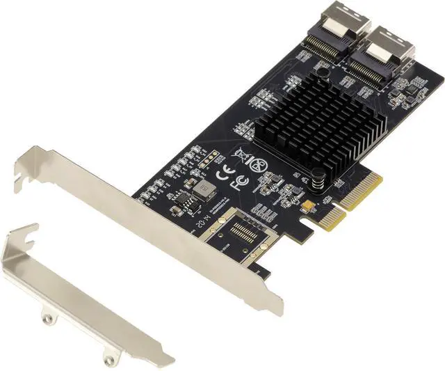 Alt view image 6 of 6 - KALEA-INFORMATIQUE PCIe x4 Controller Card for 8 SATA 3 6G Drives with SFF-8087 Connectors and MiniSAS to SATA Cords Marvell Chipset 88SE9215