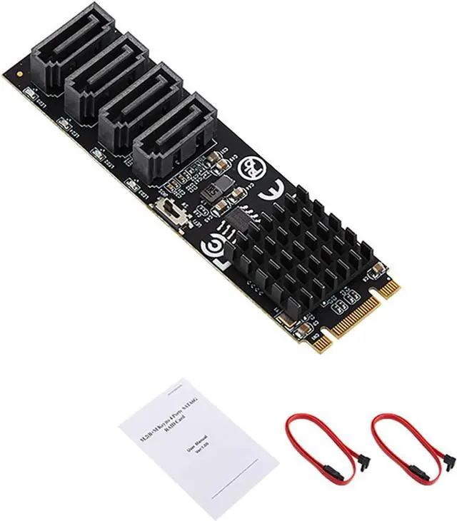 Main image of M.2 (B+M Key) to 4-Port SATA 6Gbps RAID Controller Card, 9236 Chip SATA 3.0 Expansion Adapter Supports RAID 0/1/10 High-Speed SSD/HDD PCIe M.2 RAID Card