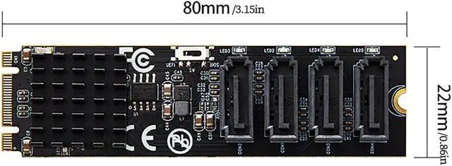 Alt view image 6 of 7 - M.2 (B+M Key) to 4-Port SATA 6Gbps RAID Controller Card, 9236 Chip SATA 3.0 Expansion Adapter Supports RAID 0/1/10 High-Speed SSD/HDD PCIe M.2 RAID Card