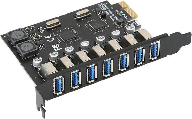 Alt view image 3 of 7 - USB 3.0 Expansion Card PCI E to 7 Port High Speed Desktop Hub, USB 3.0 PCI Express Adapter, 5Gbps Data Transfer with Driver CD for /7/8/8.1/10 32/64 Bit Systems