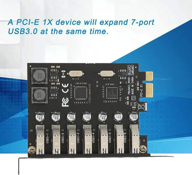 Alt view image 7 of 7 - USB 3.0 Expansion Card PCI E to 7 Port High Speed Desktop Hub, USB 3.0 PCI Express Adapter, 5Gbps Data Transfer with Driver CD for /7/8/8.1/10 32/64 Bit Systems