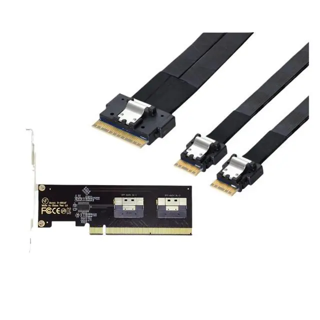 Alt view image 2 of 7 - 2025 Slim SFF-8654 8i to 2 Ports 8654 8611 8643 S/AS 8087 Array Data Cable 40CM 4i 8i PCI-E NVMe Adapter Card(8654 8i-NVME Card)