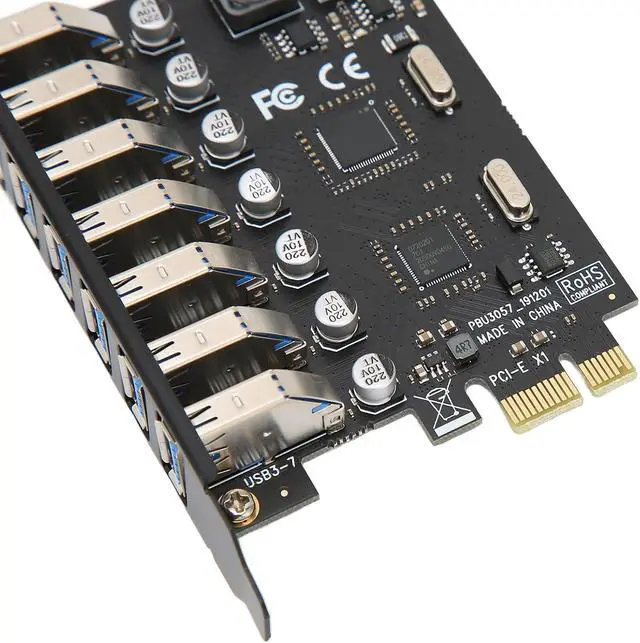 Alt view image 5 of 7 - USB 3.0 Expansion Card PCI E to 7 Port High Speed Desktop Hub, USB 3.0 PCI Express Adapter, 5Gbps Data Transfer with Driver CD for /7/8/8.1/10 32/64 Bit Systems