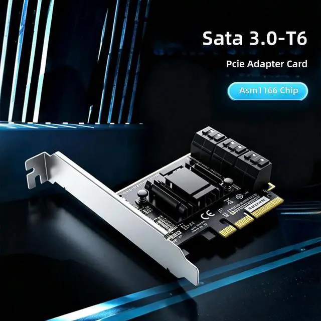 Alt view image 3 of 7 - PCIE to 6 Port SATA3.0 Expansion Card with ASM1166 Chipset Wide Compatibility for Multiple Systems