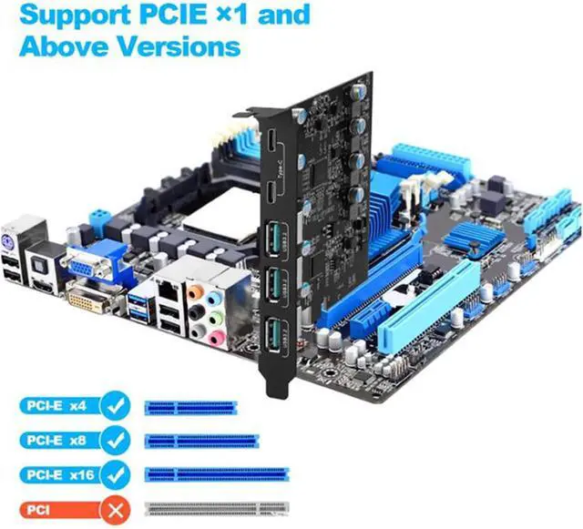 Alt view image 3 of 7 - PCIE USB Card, PCIE to Type C Expansion Card PCI Expree to USB Expansion Card 20Gbps for 7 8 10 for OS X 10.8.2