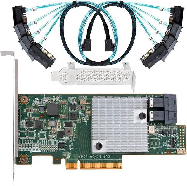 Main image of SAS HBA Card Compatible with LSI 9300-8i IT Mode 8-Port with SAS Cables | SAS3008, PCIe 3.0 x8, 2x 8643 to SAS Cables, PCIe SAS Expansion Card, HBA Controller for ZFS TrueNAS unRAID NAS