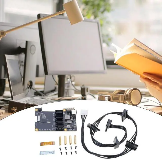 Alt view image 2 of 7 - X1009 PCIe to 5-Port SATA3.0 Expansion Board Compatible with 5 5B 5Gbps High Speed Data Transfer Controller Card Allows 5 Hard Drives Connection Simultaneously with 12V Input Power Module
