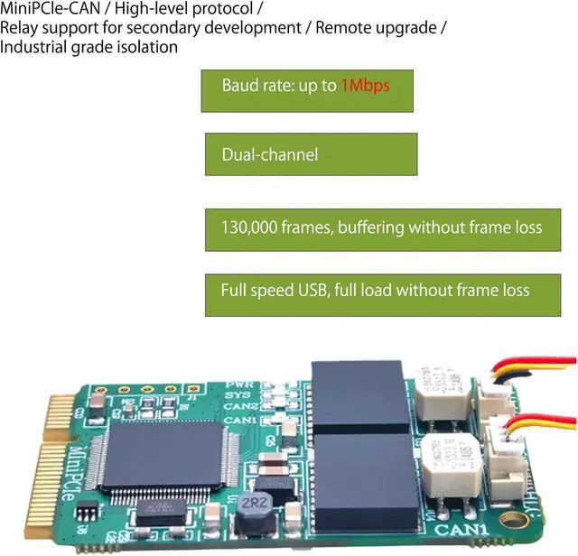 Alt view image 3 of 5 - Mini-PCI Express mPCIe Card Dual CAN Channel USB to CAN Dual with Isolation