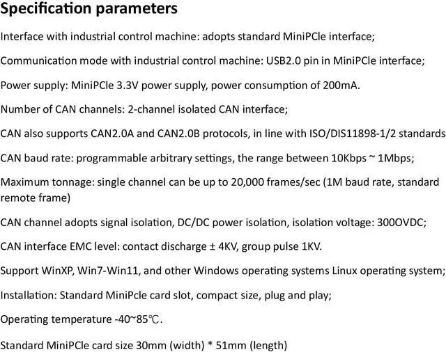 Alt view image 5 of 5 - Mini-PCI Express mPCIe Card Dual CAN Channel USB to CAN Dual with Isolation
