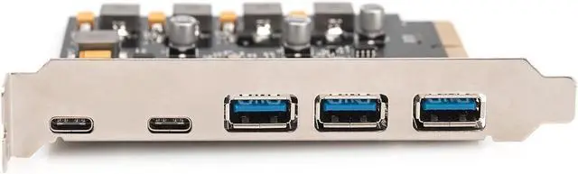 Alt view image 5 of 7 - DIGITUS PCIe card 2x USB-C, 3x USB A
