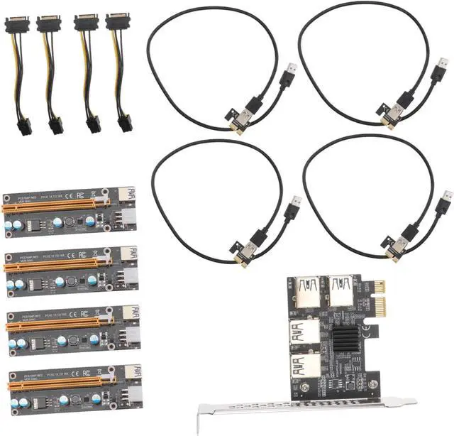 Main image of Healifty Pci E to USB Riser Extension Card Mining Adapter with Power Connectors Stable Pci Express Extension for Desktop Pcie USB Hub No External Power Required Reliable