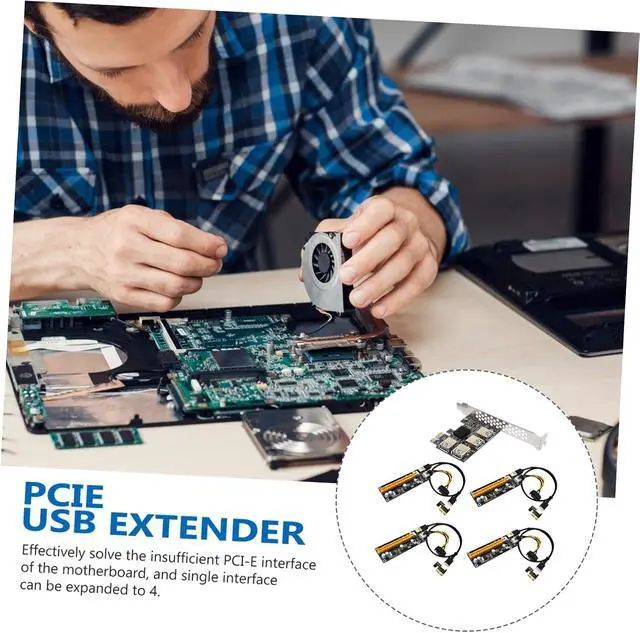 Alt view image 7 of 7 - Healifty Pci E to USB Riser Extension Card Mining Adapter with Power Connectors Stable Pci Express Extension for Desktop Pcie USB Hub No External Power Required Reliable