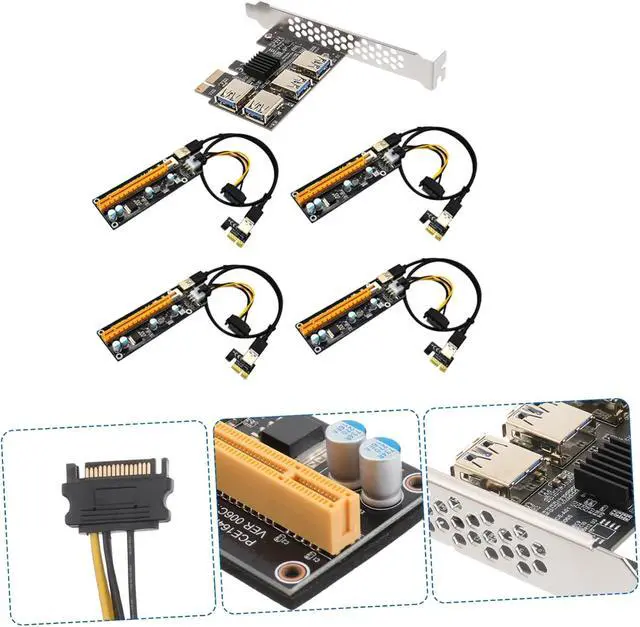 Alt view image 5 of 7 - Healifty Pci E to USB Riser Extension Card Mining Adapter with Power Connectors Stable Pci Express Extension for Desktop Pcie USB Hub No External Power Required Reliable