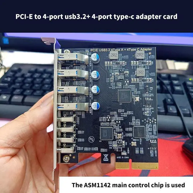 Alt view image 6 of 7 - PCIe to 4 Port USB 3.2 and 4 Port TypeC Expansion Card ASM1142 Control, 10Gbps Fast Speed for Desktop Expansion Card