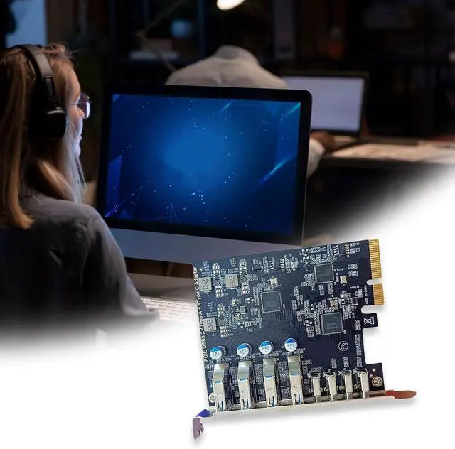 Alt view image 2 of 7 - PCIe to 4 Port USB 3.2 and 4 Port TypeC Expansion Card ASM1142 Control, 10Gbps Fast Speed for Desktop Expansion Card