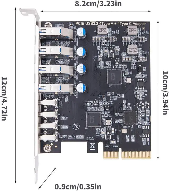 Alt view image 5 of 7 - PCIe to 4 Port USB 3.2 and 4 Port TypeC Expansion Card ASM1142 Control, 10Gbps Fast Speed for Desktop Expansion Card