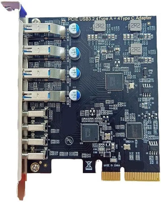 Main image of PCIe to 4 Port USB 3.2 and 4 Port TypeC Expansion Card ASM1142 Control, 10Gbps Fast Speed for Desktop Expansion Card