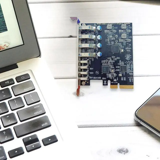 Alt view image 4 of 7 - PCIe to 4 Port USB 3.2 and 4 Port TypeC Expansion Card ASM1142 Control, 10Gbps Fast Speed for Desktop Expansion Card
