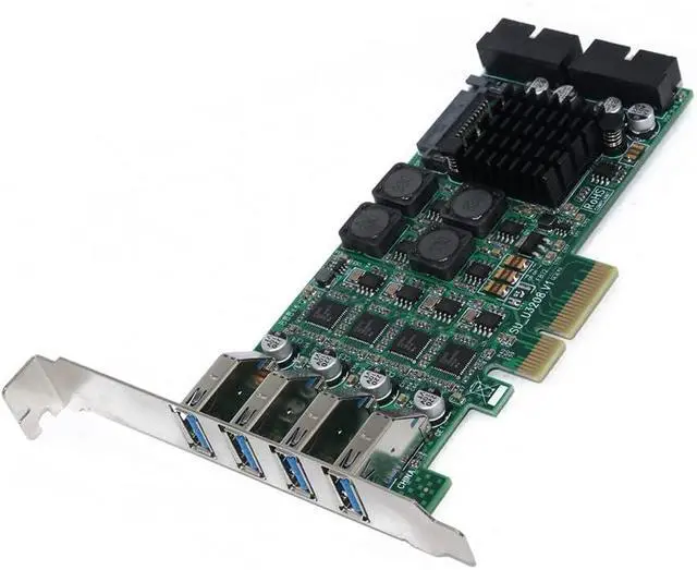 Alt view image 3 of 7 - PCI Express PCI-E to USB 3.0 Expansion Card Raiser 8 Ports USB 3.0 Controller Independent 4 Channel for Camera Server