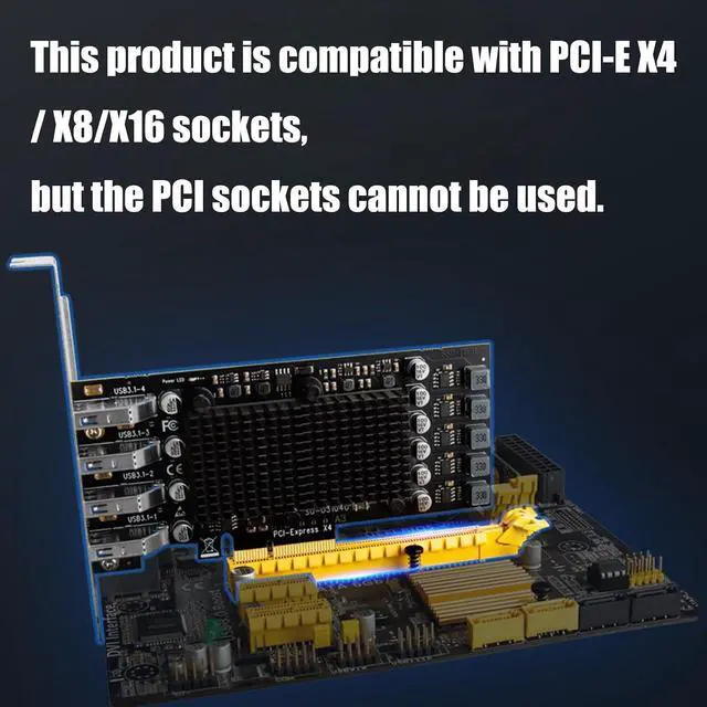 Alt view image 2 of 7 - 4 Port USB3.2 PCIE Expansion Card to USB3.2 Board 10Gbps Adapter Controller Replacement for Desktop PC Accessories Industrial USB Card