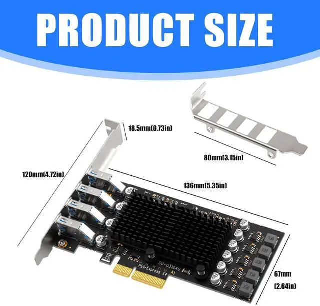 Alt view image 4 of 7 - 4 Port USB3.2 PCIE Expansion Card to USB3.2 Board 10Gbps Adapter Controller Replacement for Desktop PC Accessories Industrial USB Card